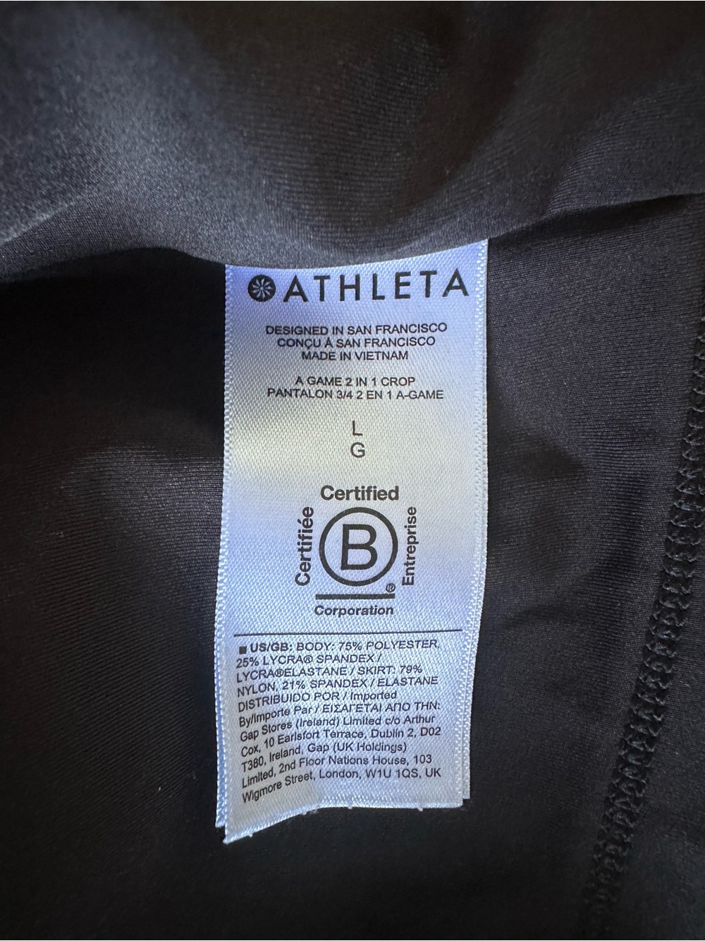 Athleta A Game 2 in 1 Crop Black Skirt Leggings Activewear Women’s Size Large - Picture 7 of 9